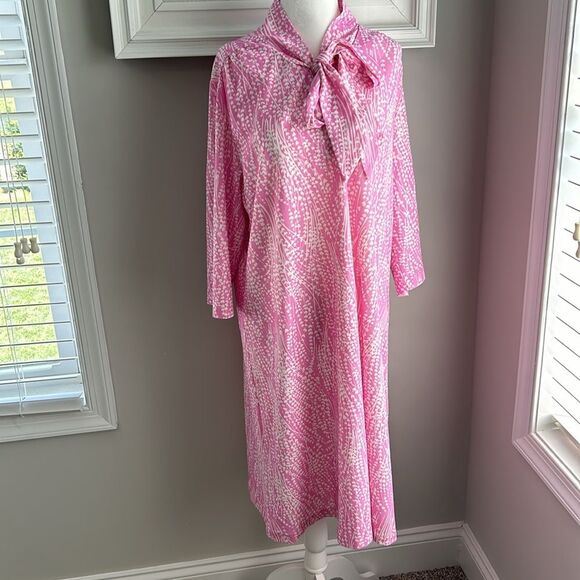 Vintage 80s 90s Anthony Richards Floral Tie Pink Dress - Picture 2 of 8